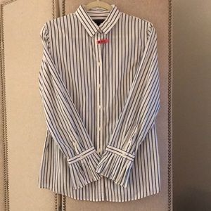 Banana Republic blue striped blouse with pleats
